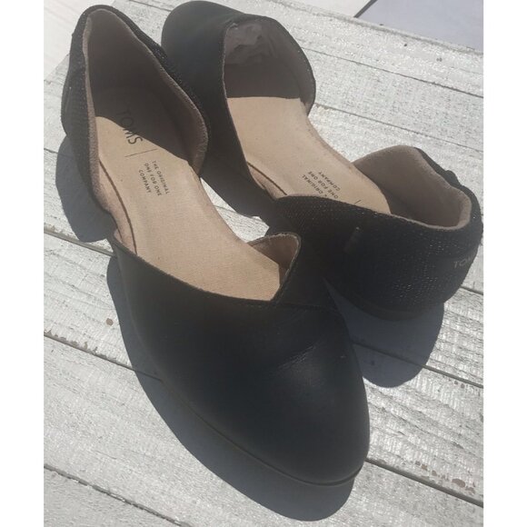 TOMS Jutti d'Orsay Black Flat, Slip On Women's Shoes Sz 7 EU 37.5 EUC Glitter - Picture 8 of 16